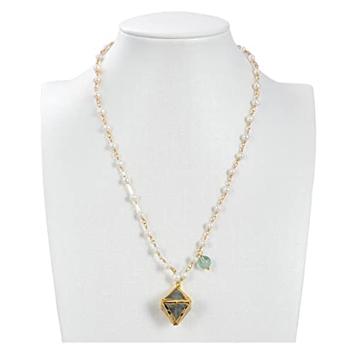 WERQKJXCZ Natürlich kultivierte weiße Rosenkranzkette Perlen Choker Halskette Fluorit Nugget Bar Anhänger 18 Zoll for Frauen erfüllen WERQKJXCZ Natürlich kultivierte weiße Rosenkranzkette Perlen Choker Halskette Fluorit Nugget Bar Anhänger 18 Zoll for Frauen erfüllen von WERQKJXCZ