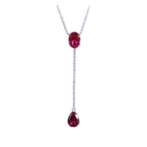 WERQKJXCZ Neue 925 Sterling Silber 10 * 14mm Rubin Edelstein Lange Anhänger Halskette Tropfen Ohrringe Hochzeit Party Edlen Schmuck Sets for Frauen erfüllen (Jewelry set) von WERQKJXCZ