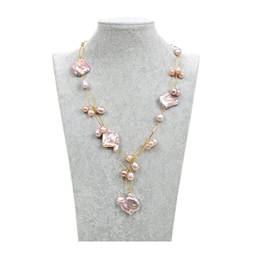 WERQKJXCZ Schmuck 21 Zoll natürliche lila Perlenmünze quadratische Keshi-Perlenkette for Frauen erfüllen WERQKJXCZ Schmuck 21 Zoll natürliche lila Perlenmünze quadratische Keshi-Perlenkette for Frauen erfüllen von WERQKJXCZ