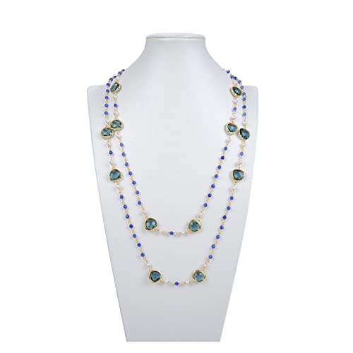 WERQKJXCZ Schmuck 54 Zoll natürliche Süßwasser-Zuchtperle, blaue Kristall-Pulloverkette, Achat-Halskette, süßer Stil for Frauen WERQKJXCZ Schmuck 54 Zoll natürliche Süßwasser-Zuchtperle, blaue Kristall-Pulloverkette, Achat-Halskette, süßer Stil for Frauen von WERQKJXCZ