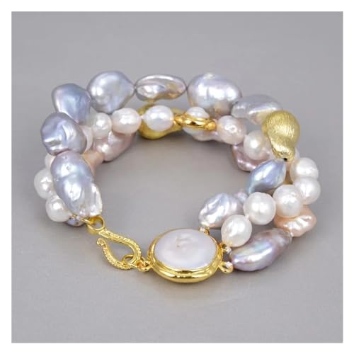 WERQKJXCZ Schmuck 8'' Natürliches Weißes Keshi Grau Lila Biwa Perlenarmband Goldene Münze Perlenverbinder Klassisch for Frauen WERQKJXCZ Schmuck 8'' Natürliches Weißes Keshi Grau Lila Biwa Perlenarmband Goldene Münze Perlenverbinder Klassisch for Frauen von WERQKJXCZ