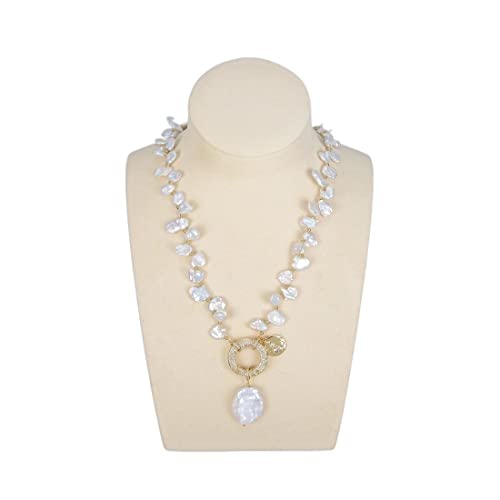 WERQKJXCZ Schmuck Natürliche Süßwasser-Kultivierte Weiße Keshi-Perlenkette Münze Perle Charm-Verschluss 18 Zoll for Frauen erfüllen WERQKJXCZ Schmuck Natürliche Süßwasser-Kultivierte Weiße Keshi-Perlenkette Münze Perle Charm-Verschluss 18 Zoll for Frauen erfüllen von WERQKJXCZ