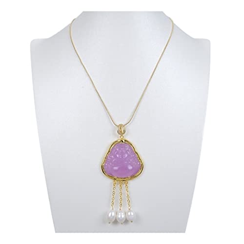 WERQKJXCZ Schmuck Natürliche Weiße Reisperle Lila Jade Buddha Anhänger Kette Halskette 17,5 Zoll Religiöser Stil for Frauen erfüllen WERQKJXCZ Schmuck Natürliche Weiße Reisperle Lila Jade Buddha Anhänger Kette Halskette 17,5 Zoll Religiöser Stil for Frauen erfüllen von WERQKJXCZ