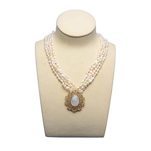 WERQKJXCZ Schmuck Natürliche kultivierte weiße Keshi-Süßwasserperlen-Muschel-Christus-Jesus-Verbindungs-Anhänger-Halskette for Frauen erfüllen von WERQKJXCZ