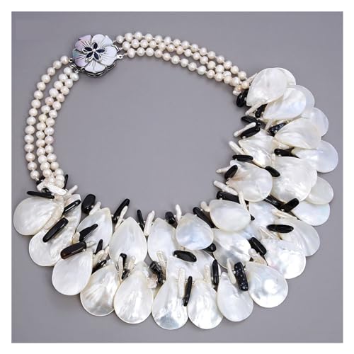 WERQKJXCZ Schmuck schöne natürliche weiße Biwa Perle weiße Muschel schwarze Halskette for Frauen WERQKJXCZ Schmuck schöne natürliche weiße Biwa Perle weiße Muschel schwarze Halskette for Frauen von WERQKJXCZ
