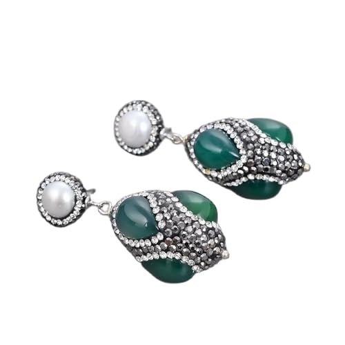 WERQKJXCZ White Green Agate Stud Earrings For Women WERQKJXCZ White Green Agate Stud Earrings For Women von WERQKJXCZ
