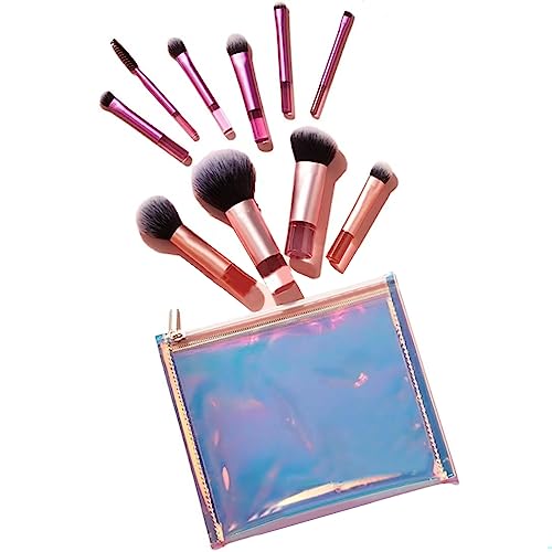 10-teiliges Reise-Make-up-Pinsel-Set, Tragbares Mini-Make-up-Pinsel-Set mit Reisetasche, Tragbare Synthetische Pinsel, Zum Mischen von Gesichtspuder, Lidschatten, Concealer, von WERTSWF