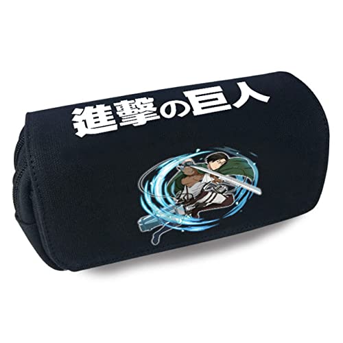 WERUN Attack On Ti-tan Schlampermäppchen Jungen, Große Kapazität mit Doppelter Reißverschluss Briefpapier Pouch, Portable Pencil Case für Studentin Office-Multicolor 11||20x10x7.5cm von WERUN