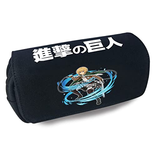 WERUN Attack On Ti-tan Schlampermäppchen Jungen, Große Kapazität mit Doppelter Reißverschluss Briefpapier Pouch, Portable Pencil Case für Studentin Office-Multicolor 12||20x10x7.5cm von WERUN