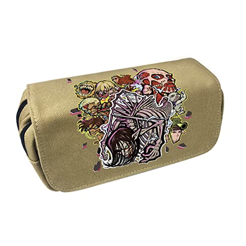 WERUN Attack On Ti-tan Schlampermäppchen Jungen, Große Kapazität mit Doppelter Reißverschluss Briefpapier Pouch, Portable Pencil Case für Studentin Office-Multicolor 7||20x10x7.5cm von WERUN