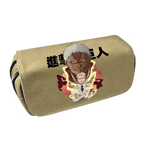 WERUN Attack On Ti-tan Schlampermäppchen Jungen, Große Kapazität mit Doppelter Reißverschluss Briefpapier Pouch, Portable Pencil Case für Studentin Office-Multicolor 9||20x10x7.5cm von WERUN