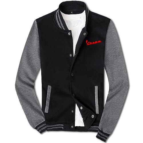WERUN Bomberjacke Damen V.e.s.p.a, Langarm Sweatjacke mit Taschen, Herbst Frühling Übergangsjacke Sweatshirt für College-Multicolor 1||L von WERUN