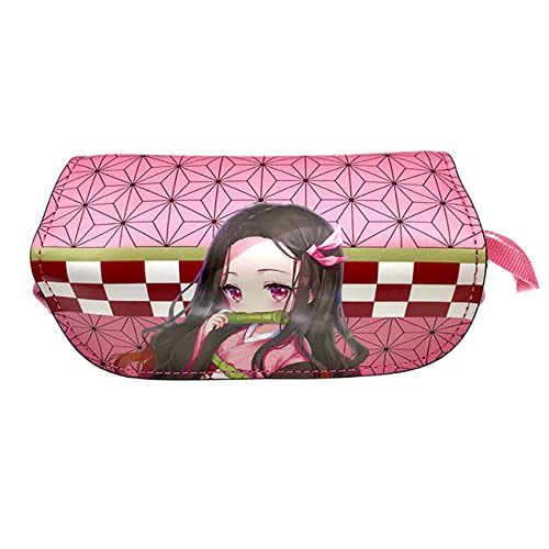 WERUN Federtasche Männer, 3D Druck Anime Doppelte mit Rei遶erschl黶se Stiftetasche, Große Kapazität Bleistift Tasche für Die Schule Home Office Supplies-Pink||1 Piece von WERUN