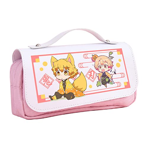 WERUN Federtasche Männer, 3D Druck Anime mit DoppelReißverschluss Bleistiftbeutel, Große Kapazität Bleistift Tasche für Die Schule Home Office Supplies-Pink 1||21 * 7 * 10cm von WERUN