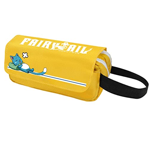 WERUN FAI-ry TA-il Schlampermäppchen Jungen, 3D Druck Anime mit Doppelreißverschluss Bleistiftbeutel, Portable Pencil Case für Middle High School College Studentin Office-Yellow 1||20 * 10 * 6cm von WERUN