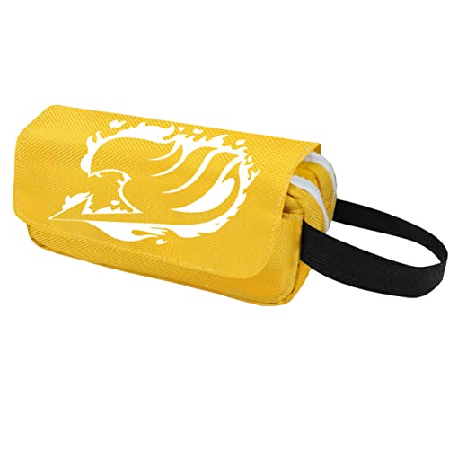 WERUN FAI-ry TA-il Schlampermäppchen Jungen, 3D Druck Anime mit Doppelreißverschluss Bleistiftbeutel, Portable Pencil Case für Middle High School College Studentin Office-Yellow 1||20 * 10 * 6cm von WERUN