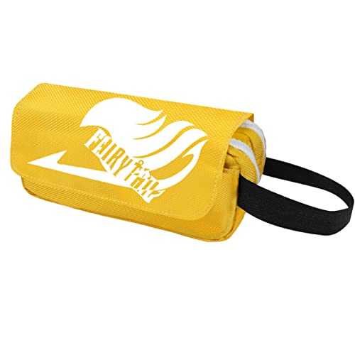 WERUN FAI-ry TA-il Schlampermäppchen Jungen, 3D Druck Anime mit Doppelreißverschluss Bleistiftbeutel, Portable Pencil Case für Middle High School College Studentin Office-Yellow 1||20 * 10 * 6cm von WERUN