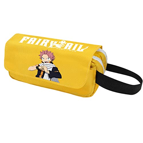 WERUN FAI-ry TA-il Schlampermäppchen Jungen, 3D Druck Anime mit Doppelreißverschluss Bleistiftbeutel, Portable Pencil Case für Middle High School College Studentin Office-Yellow 1||20 * 10 * 6cm von WERUN