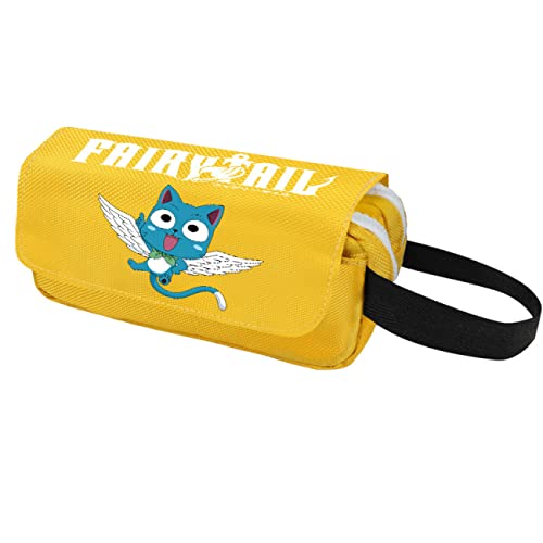 WERUN FAI-ry TA-il Schlampermäppchen Jungen, 3D Druck Anime mit Doppelreißverschluss Bleistiftbeutel, Portable Pencil Case für Middle High School College Studentin Office-Yellow 1||20 * 10 * 6cm von WERUN