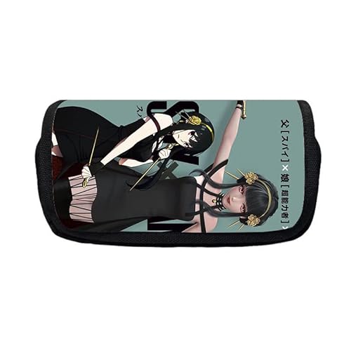 WERUN SP-Y×FAMI-LY Federmappe Mädchen, 3D Druck Anime Doppelte mit Reißverschlüsse Stiftetasche, Portable Pencil Case für Middle High School College Studentin Office-Multicolor 9||20 * 10 * 7.5cm von WERUN