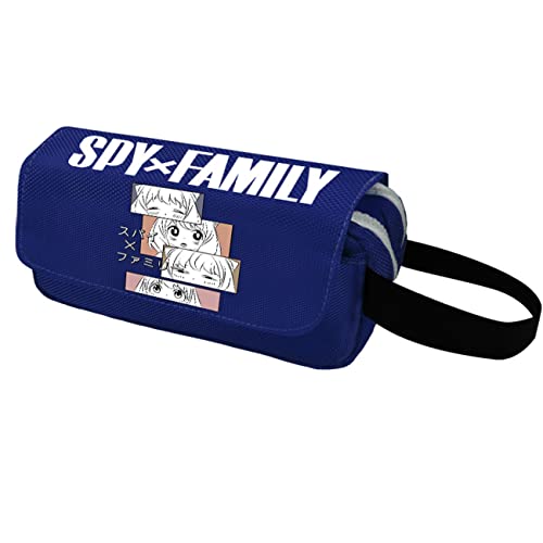 WERUN SP-Y×FAMI-LY Mäppchen Mädchen, Große Kapazität mit Doppelter Reißverschluss Briefpapier Pouch, Portable Stiftetasche für Schule Home Office-Blue 18||20 * 10 * 6cm von WERUN