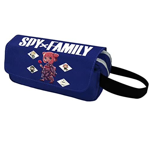 WERUN SP-Y×FAMI-LY Mäppchen Mädchen, Große Kapazität mit Doppelter Reißverschluss Briefpapier Pouch, Portable Stiftetasche für Schule Home Office-Blue 21||20 * 10 * 6cm von WERUN