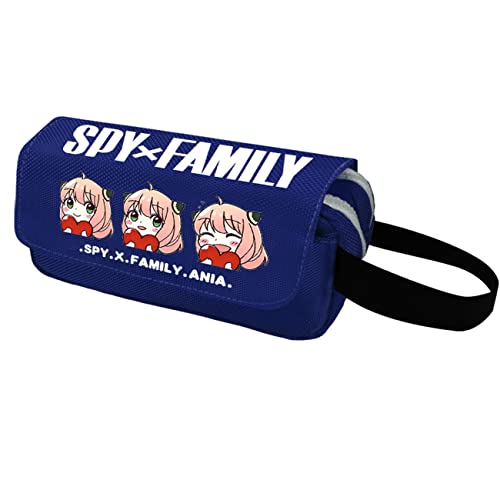 WERUN SP-Y×FAMI-LY Mäppchen Mädchen, Große Kapazität mit Doppelter Reißverschluss Briefpapier Pouch, Portable Stiftetasche für Schule Home Office-Blue 22||20 * 10 * 6cm von WERUN