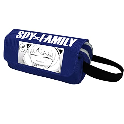 WERUN SP-Y×FAMI-LY Mäppchen Mädchen, Große Kapazität mit Doppelter Reißverschluss Briefpapier Pouch, Portable Stiftetasche für Schule Home Office-Blue 24||20 * 10 * 6cm von WERUN