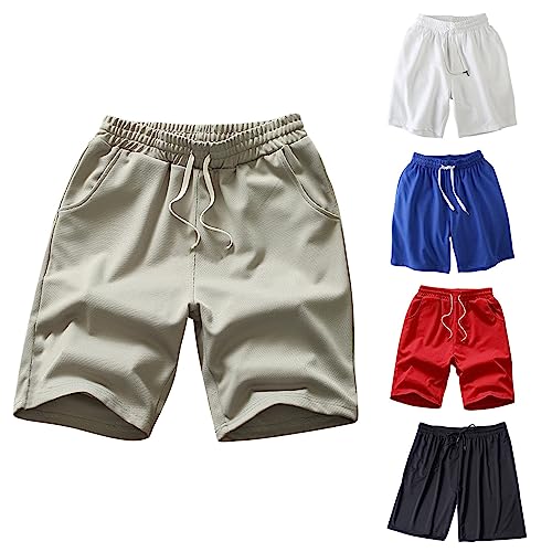 Herren Sport Shorts Schnell Trocknend Kurze Hose mit Kordelzug Sommer Mode Lässig Einfarbig Mesh Herren Shorts Sporthose Herren Kurz Kurze Hosen Männer Laufshorts Radler Shorts (A Black, M) von WERVOT