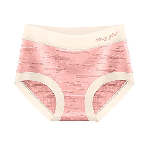 Unterhosen Unterwäsche Damen Slip High Waist Taillenslip Unterhose Nahtloser Slip aus Eisseide Sexy Atmungsaktiver Stretch Modische Slips Damen Mittelgroßes Höschen seidige Berührung(F2 Rosa,L) von WERVOT