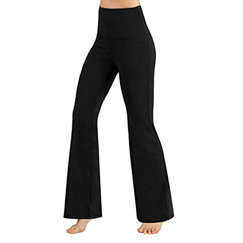 WERVOT Yoga Hose Damen Sport Leggings Jogginghose High Waist Mit Weitem Bein Yoga Pilates Freizeithosen Weiche Lange Hose für Frauen Sportleggins Laufhose Trainingshose(Schwarz,XL) von WERVOT