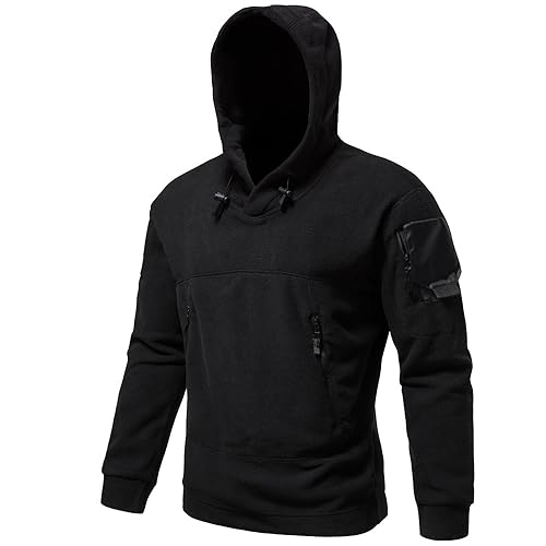 WESBR Hoodie Herren Langarm Plus Fleece Warm Kapuzenpullover Herren Casual Einfarbig Sport Sweatshirt Herren Outdoor Running All-Match Langarm Pullover Herren A-Black XXL von WESBR