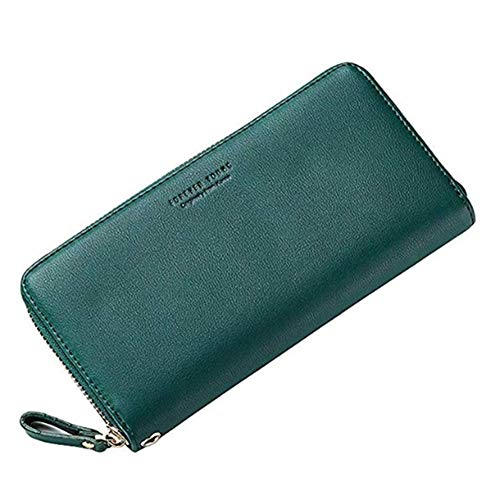 Geldbeutel Damen lang Geldbeutel Damen Damenbrieftasche Lederhandtasche für Damen Damen Kupplungen Geldbörsen spätestens Damen Geldbörsen für Frauen Green von WESEEDOO