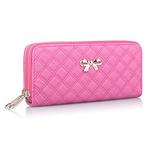 WESEEDOO Damen Geldbeutel Geldbeutel Frauen Groß Viele Fächer Pocket Wallet für Frauen Hand Geldbörse Damen Hand Geldbörse Geldbörsen Für Frauen Rose red von WESEEDOO