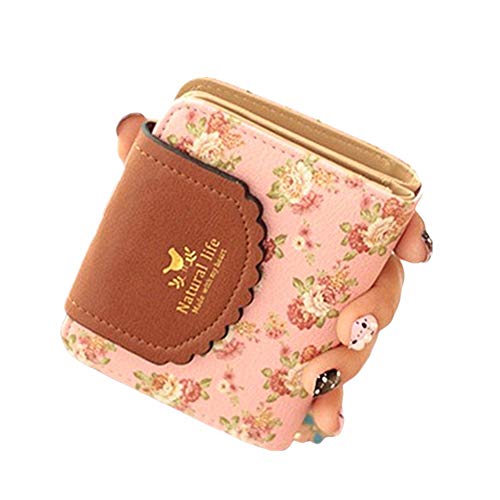 geldbörse Damen Geldbeutel Frau Taschengeldbörse für Frauen Brieftaschen für Frauen Lederhandtasche für Damen Brieftasche Frauen pink von WESEEDOO