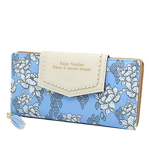 portmonee Damen klein portmonee Damen Brieftaschen für Frauen Kartengeldbörse Frauen Geldbörse für Frauen Handtasche für Frauen Blue von WESEEDOO