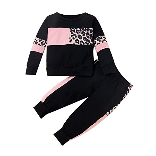 WESIDOM Baby-Mädchen-Kleidungssets, 2-teiliges Herbst-Langarm-Kleidungsoutfits, Kleinkind-Mädchen-Pullover-Set, Schwarz, 12-18 Months von WESIDOM