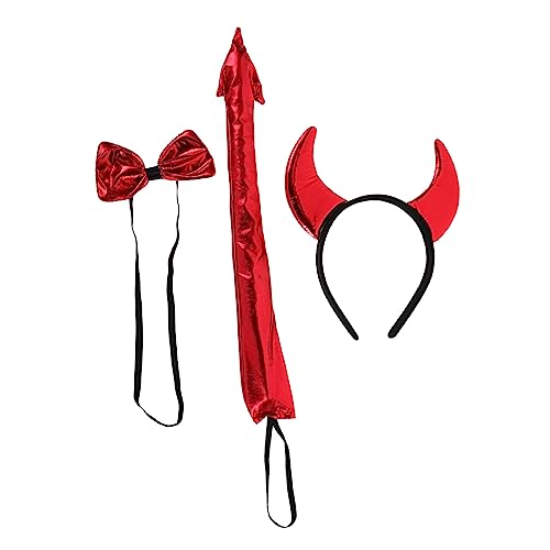 WESIEVYA Kostüm Stirnband Für Kinder Halloween Fliege Mit Horn-stirnband Party Zubehör Teufelshörner Satz Cosplay Accessoires von WESIEVYA