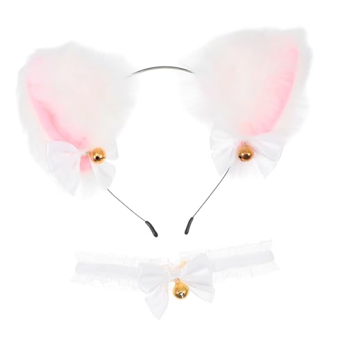 WESIEVYA 1satz Kostüm Zubehör Mit Dekorativem Haarreif Und Halskragen Für Cosplay Katzenohren Und Schleife Für Partys Und Rutschfest Und Bequem Zu Tragen von WESIEVYA