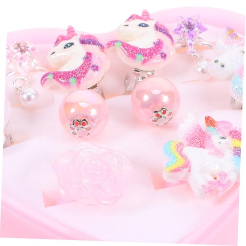 WESIEVYA 1 Schachtel Ohrclips Einhorn für Mädchen Niedliche nicht Durchbohrte Clip Ohrringe Leichtes Cartoon Schmuck Geschenkset in Herzbox für Geburtstag Party Alltag Komfortabel und von WESIEVYA