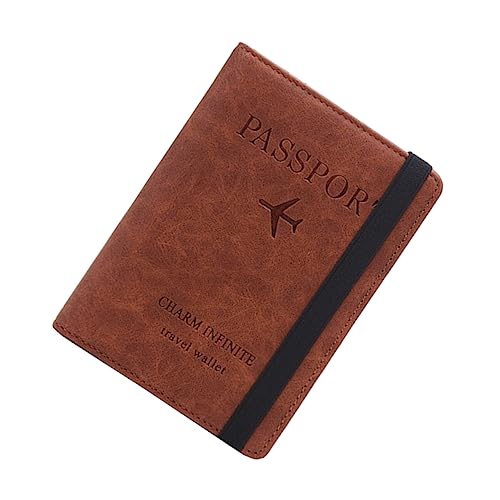 WESIEVYA Reisepasshülle RFID Etui Aus Pu-Leder Geldbeutel Mit Platz Für Pässe Ausweise Fotos Kaffeebraun Für Reisen Und Bürogebrauch von WESIEVYA