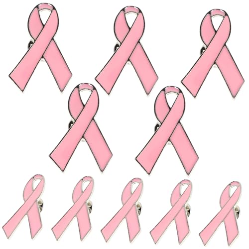 WESIEVYA 10 Stück Teiliges Rosa Schleife Brustkrebs Awareness Anstecknadeln aus Legierung Vielseitige Broschen für Damen Modische Reverspins für Gruppen und Events zur Unterstützung der von WESIEVYA