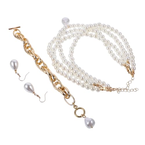 WESIEVYA 1Satz Brautschmuckset Perlen Teiliges mit Halskette Ohrringen und Armband für Damen Robustes Langlebiges Schmuckset für Hochzeiten und Besondere Anlässe WESIEVYA 1Satz Brautschmuckset Perlen Teiliges mit Halskette Ohrringen und Armband für Damen Robustes Langlebiges Schmuckset für Hochzeiten und Besondere Anlässe von WESIEVYA