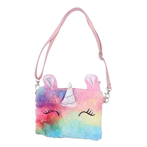 WESIEVYA 1stück Einhorn Plüsch Umhängetasche Bunte Niedliche Cartoon-Tasche Für Mädchen Für Kleine Spielsachen Münzen Und Snacks Mit Leichtem Reißverschluss von WESIEVYA