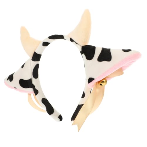 WESIEVYA Kuh Stirnband Mit Schleife Und Glocke Aus Metall Und Plüsch Lustiger Haarreif Für Festivalbühne Und Party Dekoratives Haar-accessoire Bequem Und Langlebig von WESIEVYA