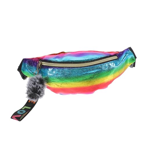 WESIEVYA 1stück Damen Pu Gürteltasche Mit Farbverlauf Und Pailletten Verstellbare Hüfttasche Für Outdoor-aktivitäten Laufen Einkaufen Und Reisen Einseitige Schultertasche Farbiger von WESIEVYA