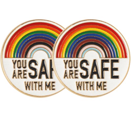 WESIEVYA 2 Sätze Rainbow Enamel Pins You Are Safe With Me Brosche Für Kleidung Taschen Und Hüte Dekorative Anstecker Für Pride Und Kreative Outfits 2 Stück * 2 von WESIEVYA