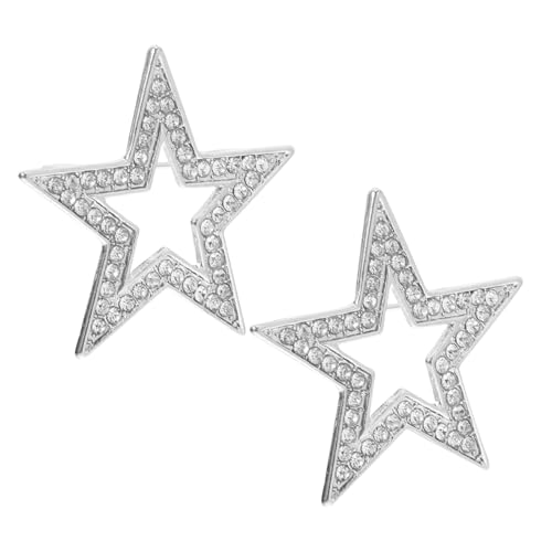 WESIEVYA 2 Stück Broschen Damen Fünfzackiger Stern Anstecknadeln aus Zinklegierung Glänzend Strass Schmuck für Hochzeitskleidung Anzug Schal Pins Party Accessoires von WESIEVYA