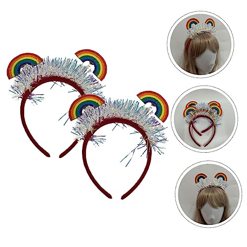 WESIEVYA 2 Stück Farbenfrohes Regenbogen Stirnbänder Damen Herren Flexibler Cosplay Kopfschmuck Für Partys Performance Bühnenauftritte Pride Dekorationen von WESIEVYA
