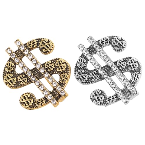 WESIEVYA 2 Stück Funkelnde Geld Anstecker für Herrenmode Kreative Accessoires für Anzüge Hemden Caps und Besondere Anlässe von WESIEVYA